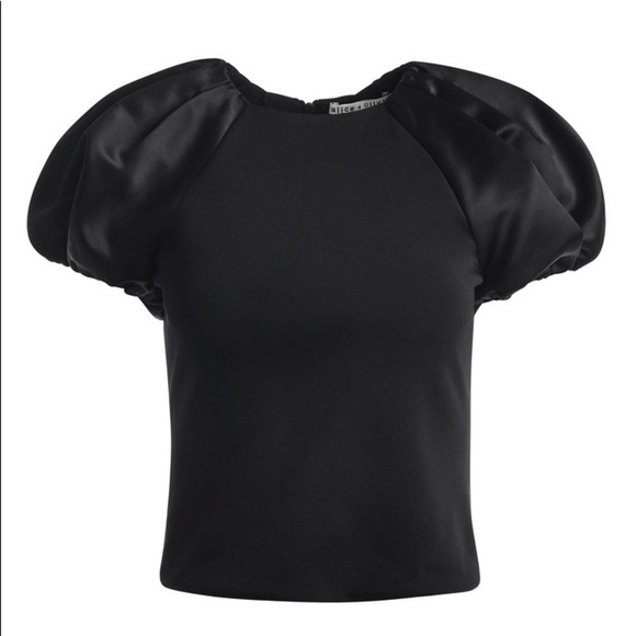Alice Olivia Cici Bubble Sleeve Top Black - Picture 6 of 7